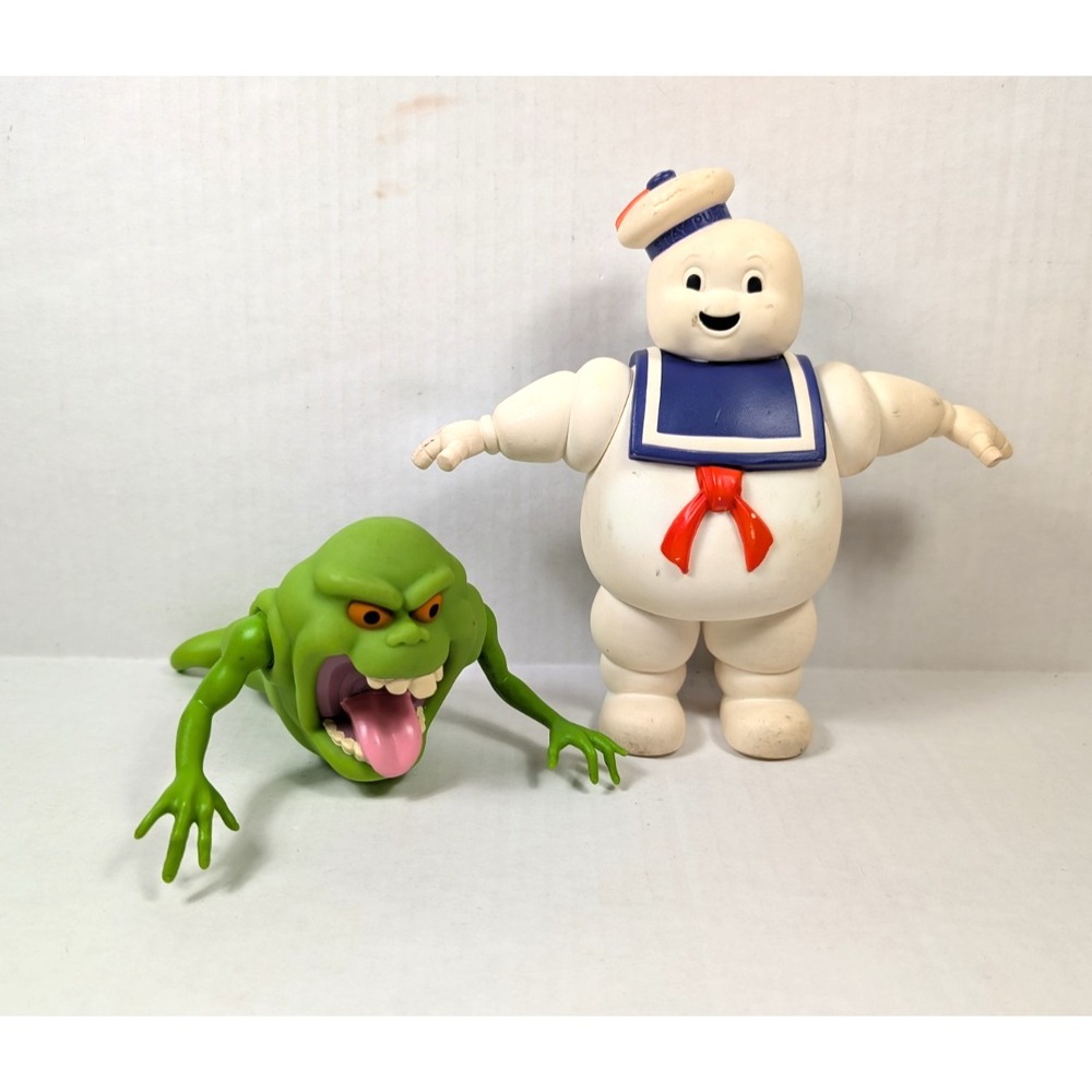 Vintage Ghostbusters Figures Stay Puft Marshmallow Man & Slimer 1984 Kenner